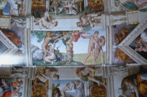 米開朗基羅所繪的壁畫《創世紀》（局部）